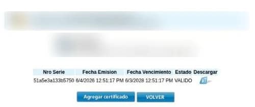 Desde el detalle del alias se descarga el certificado .crt