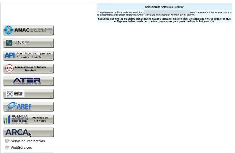 Dentro de ARCA, la rama que sirve es WebServices