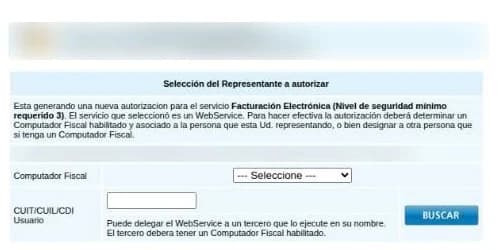 El representante es el computador fiscal con el alias del certificado